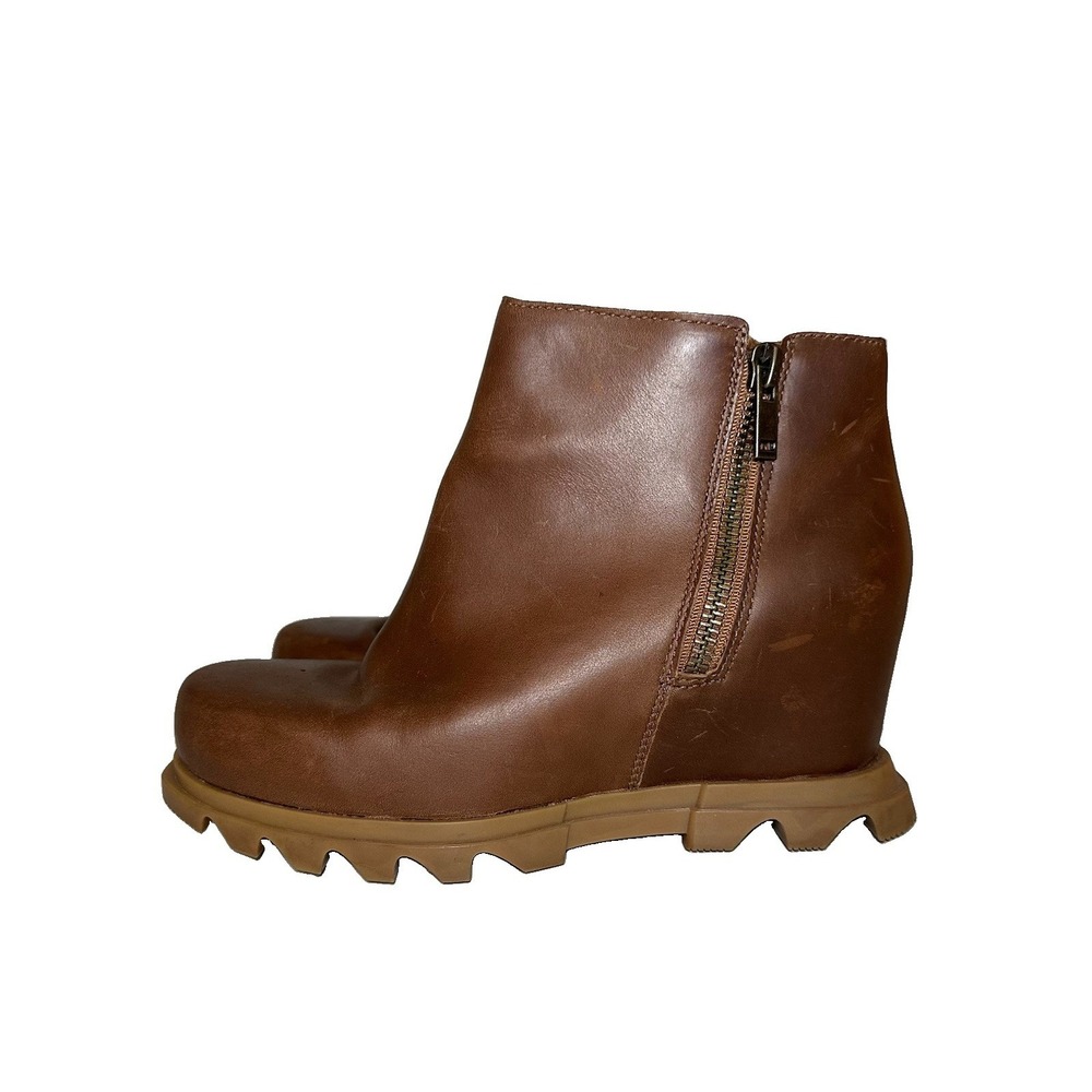 SOREL Women's 7.5 Joan of Arctic Wedge IIII Ankle Boots Brownโ Leather Outdoor